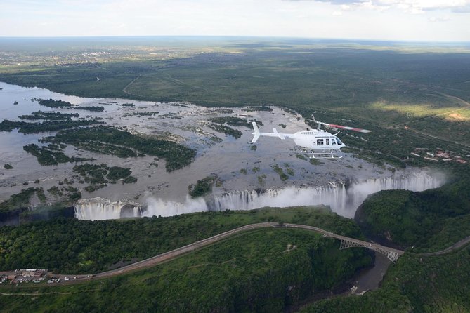 15 minutes scenic helicopter flight above Victoria Falls-Zimbabwe - The heart of the experience: 15 minutes of air time, about an hour total