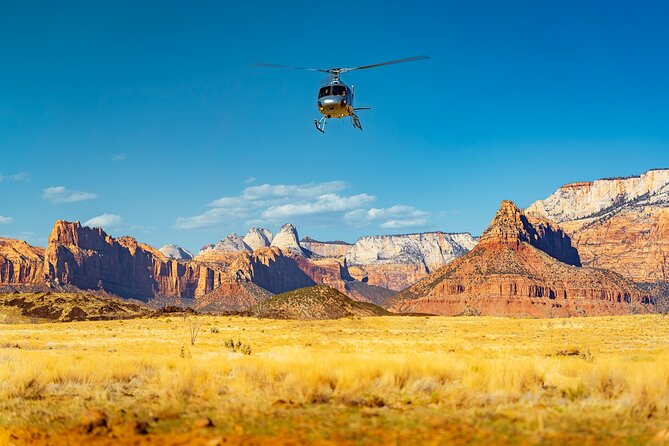 55 Mile - Helicopter Tour Around Zion National Park - Canaan Mountain Wilderness Area: the 2,000-foot cliff moment
