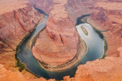 Arizona Desert Helicopter Tour Including Tower Butte Landing - From above in Page: Horseshoe Bend, Lake Powell, and Antelope Canyon