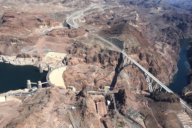 Grand Canyon Helicopter Flight with Sunset Valley of Fire Landing - Hoover Dam, Lake Mead, and Fortification Hill from Above