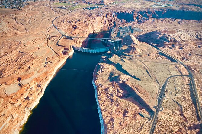 Horseshoe Bend Helicopter Flight from Page - Glen Canyon Dam: a man-made landmark with real context