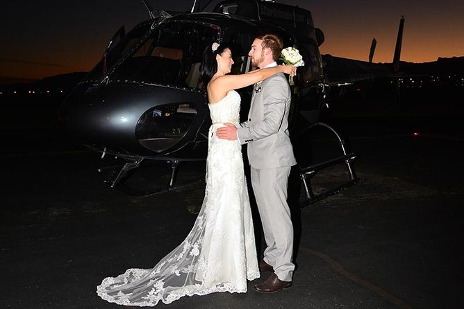 Las Vegas Night Flight Helicopter Wedding Ceremony - The Night Starts With Hotel Pickup and a Real-Deal Heli-Port Setup