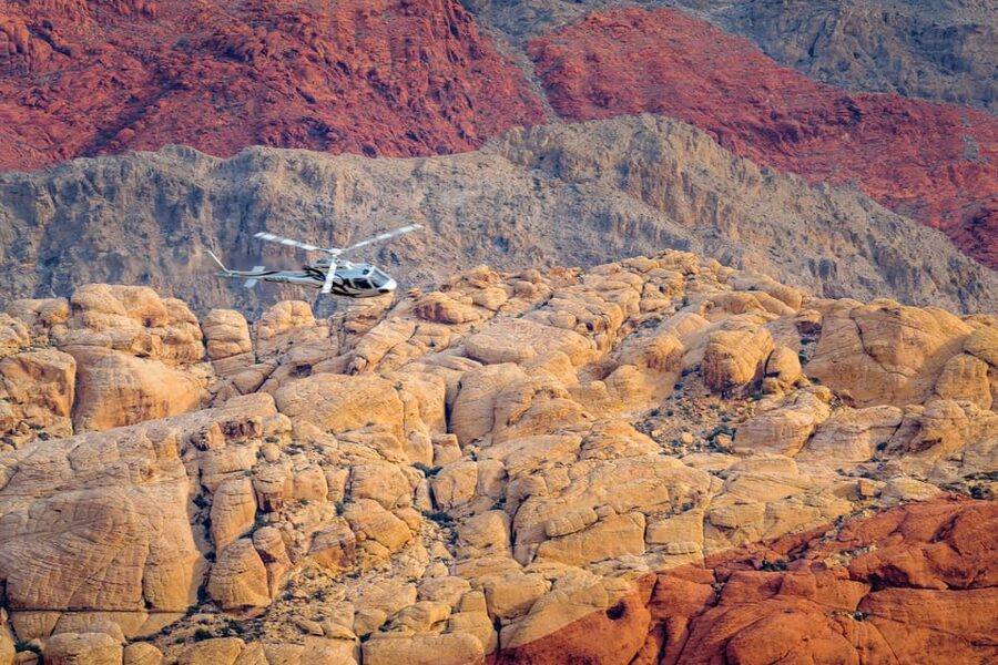 Las Vegas: Red Rock Canyon and Vegas Strip Helicopter Tour - Rainbow Mountain from above: the color cue that makes everything click