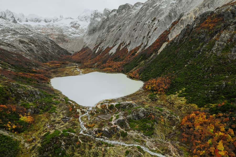 Ushuaia: Heart of the Andes Scenic Helicopter Adventure - Emerald Lagoon from above: that color change you came for
